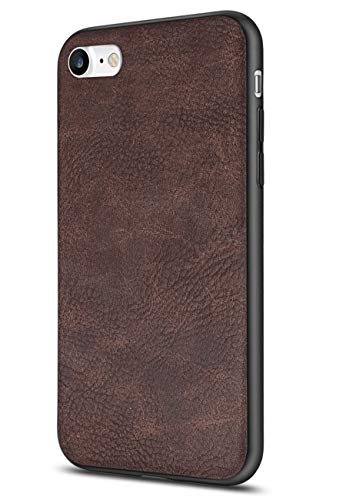 Product Cover Salawat for iPhone 7 Case, Slim PU Leather iPhone 8 Case Vintage Shockproof Phone Case Cover Lightweight Premium Soft TPU Bumper Hard PC Hybrid Protective Case for iPhone 7/8 (Dark Brown)
