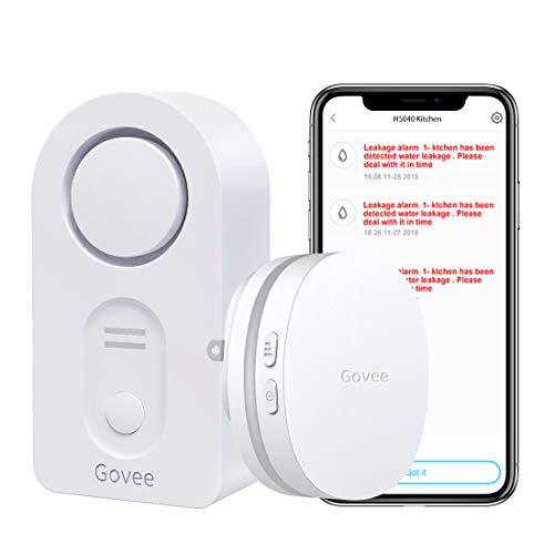 Product Cover Govee WiFi Water Leak Detector, Smart APP Leak Alert, Wireless Water Sensor and Alarm with Email, Notification, App Alerts, Remote Monitor Leak for Home Security Basement (Don't Support 5G WiFi)