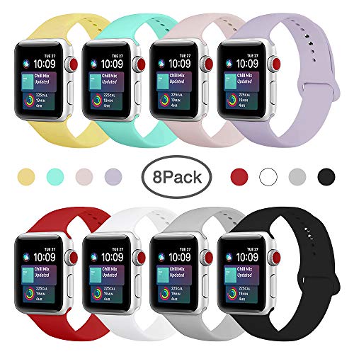 Product Cover ENANYN Compatible Apple Watch Band 38mm 40mm 42mm 44mm Soft Silicone Sport Wrist Strap iWatch Replacement Wristbands for Apple Watch Series 4,3,2,1 S/M,M/L (Colors, 38mm/40mm M/L.)