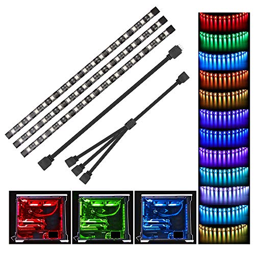 Product Cover RGB LED Light Strip - Speclux LED Strip for Modding PC Case, M/B with 4pin RGB Header Compatible with Asus Aura, Asrock RGB Led, Gigabyte RGB Fusion, MSI Mystic Light, 3 PCS SMD 5050 PC LED Strip