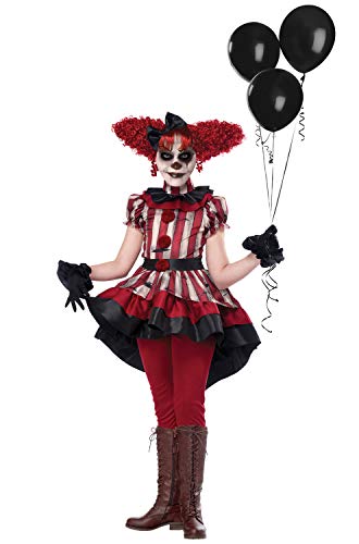 Product Cover California Costumes Girls Wicked Klown Horror Costume size Large 10-12, Black/Red/Cream