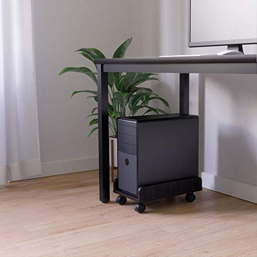 Product Cover Bestier CPU Stand Cart Computer Tower Stand CPU Holder with 4 Caster Wheels Computer Tower Cart CPU Floor Stand Printer Stand Under Desk (Brown 1)