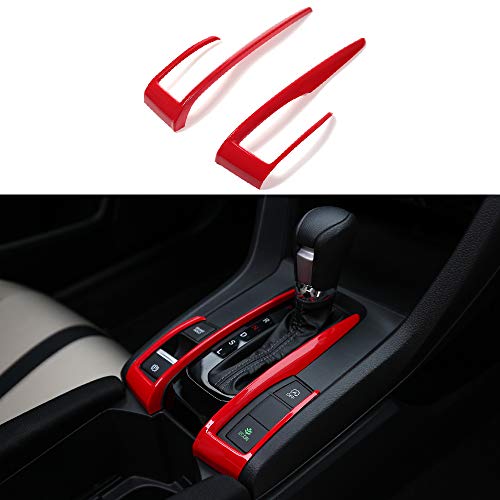 Product Cover Thenice for 10th Gen Civic ABS Plastic Gear Box Trims Shift Transmission Decoration Stickers for Honda Civic 2020 2019 2018 2017 2016 -Red