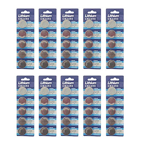 Product Cover 50 Pack 3V High Capacity Lithium Button Coin Cell Batteries CR2450 ECR2450 Used in Most Electronic Devices