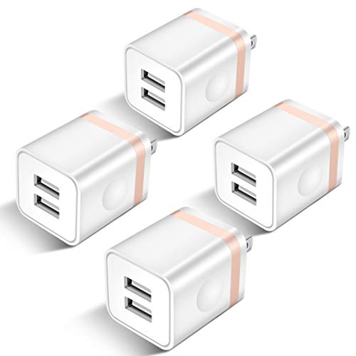 Product Cover USB Wall Charger, STELECH 4-Pack 2.1Amp 2-Port USB Plug Cube Power Adapter Charger Block Compatible with iPhone 11/11 Pro/11 Pro Max/Xs/XR/X/8/7/6 Plus/SE, Samsung, LG, Moto, Android Phone -Upgraded