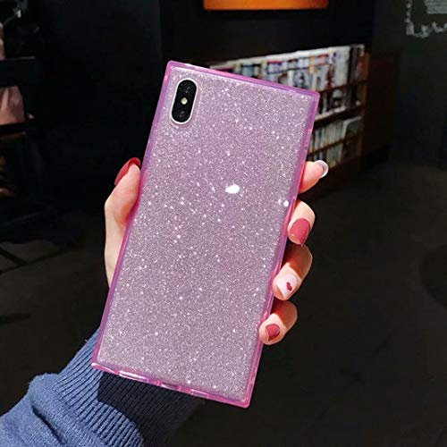 Product Cover iPhone Xs MAX Square Case Transparent,Tzomsze Bling Phone Case xs Max Reinforced Corners TPU Cushion，Crystal Slim Cover Shock Absorption TPU Silicone Shell-Pink