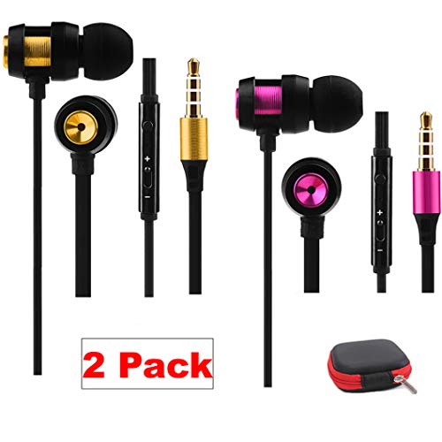 Product Cover Earbuds with Microphone 2 Pack Ear Buds Headphones Bass Earphones with Mic and Volume Control Noise Isolating with Storage Case (2 Pack)