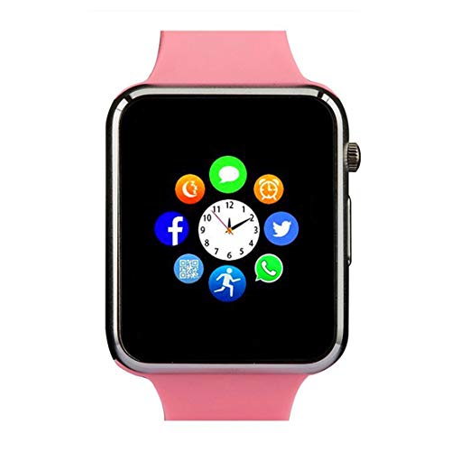 Product Cover Smart Watch Phone Smartwatch with Camera Pedometer Call Text SNS Sync SIM Card Slot TF Card Music Player Alarm Compatible with Android and IPhone (Partial Functions) for Women Girls Kids Teens (Pink)
