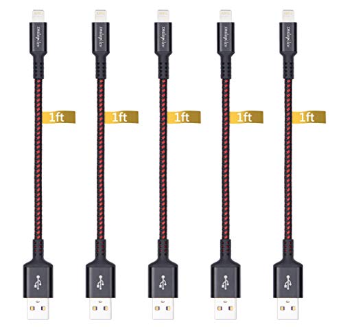 Product Cover iPhone Charger 1 ft (5 Pack) Cable,Short Nylon Braided USB Fast Charging&Syncing Cable Cord Connector for iPhone 11/11Pro/11Max/ X/XS/XR/XS Max/8/7/6/5S/SE