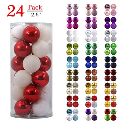 Product Cover GameXcel Christmas Balls Ornaments for Xmas Tree - Shatterproof Christmas Tree Decorations Large Hanging Ball Red & White 2.5