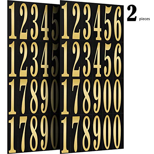 Product Cover Numbers Stickers Self Adhesive Vinyl Numbers in 0-9 Printing and Hot Stamping for DIY Crafts Party Decoration, 11.9 x 5.4 inch (2 Pieces)