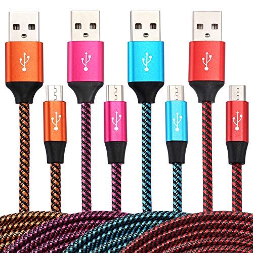 Product Cover Micro USB Cable,Bynccea [4-Pack 10FT] Cell Phone Charger Android Nylon Braided Fast Charging Cord Compatible with Samsung Galaxy S6 S7 J3 J7 Edge,LG,HTC,Moto,Kindle Fire,Sony,Xbox,PS4(Multi-Colored)