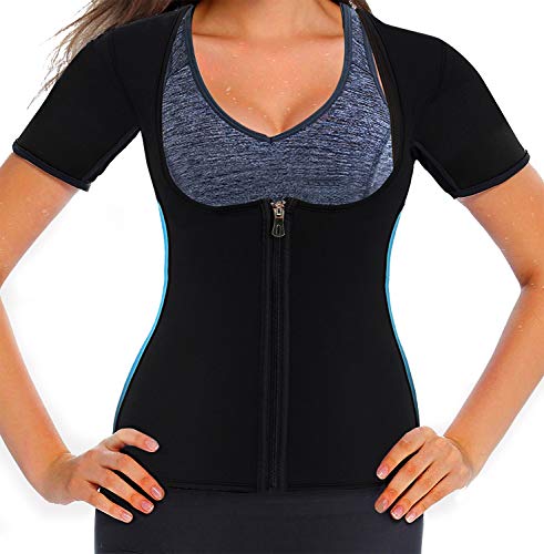 Product Cover Mlxgoie Women Neoprene Sauna Sweat Waist Trainer Vest for Weight Loss Gym Workout Body Shaper Tank Top Shirt with Zipper
