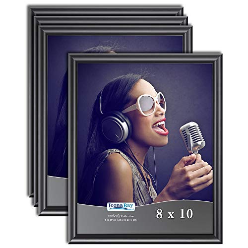 Product Cover Icona Bay 8x10 Picture Frames, Table and Wall Décor Photo Frames, Melody Collection Picture Frame Set (Ink Black, 4 Pack)