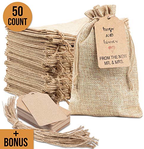 Product Cover 50x Burlap Bags with Drawstring by Kona Kift! 5x7.5