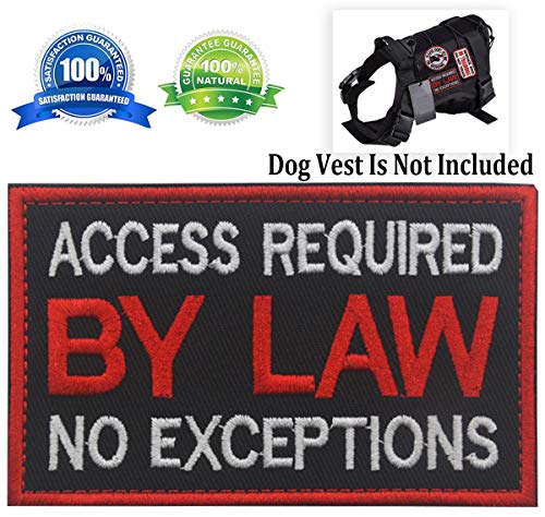 Product Cover Patch Service Dog Access Required by Law No Exceptions Vests/Harnesses Emblem Embroidered Fastener Hook & Loop Patch (Service Dog by Law-6)