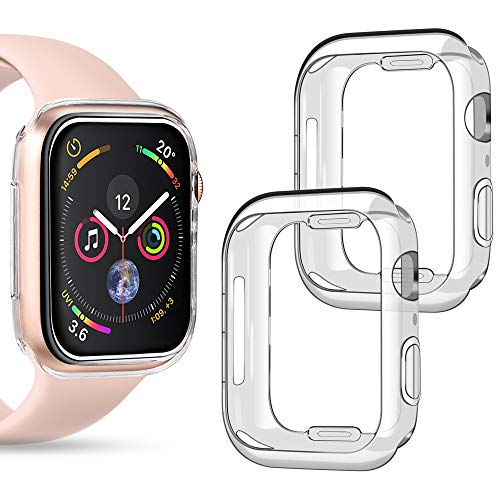 Product Cover Goton Compatible iWatch Apple Watch Case 40mm Series 4 5, (2 Packs) Soft TPU Shockproof Case Cover Bumper Protector (Clear and Clear, 40mm)