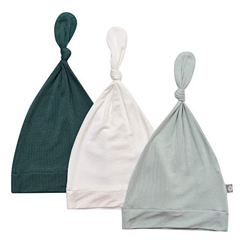 Product Cover KYTE BABY Organic Bamboo Rayon Baby Beanie Soft Knotted Caps, Newborn, Emerald/Cloud/Sage, 3 Pack