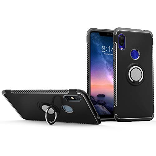Product Cover Redmi Note 7 / Pro Case, Mingwei [with 360 ° Kickstand] Rotating Ring Case [Dual Shockproof] Protection Cover Compatible with [Magnetic Car Mount] for Redmi Note 7 / Pro (Black, Redmi Note 7)