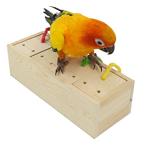 Product Cover YINGGE Wooden Bird Foraging Feeder Toys, Intelligence Toys for Medium and Large Parrots Sun Conures, Caique, Cockatoo, African Grey, Macaws, Amazon