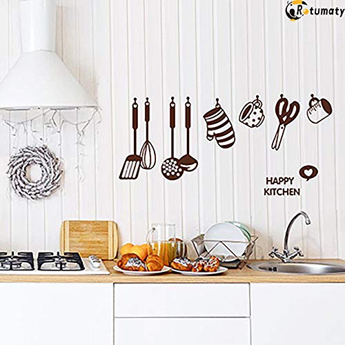 Product Cover Rotumaty DIY Cooking Utensil Removable Kitchen & Dining Room Wall Decal Vinyl Home Decor Wall Stickers (9 Decals)