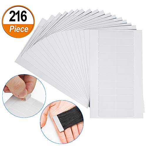 Product Cover 216 Pieces Hair Extension Tape Tabs, Double Sided Adhesive Extension Tapes for Replacement (4 x 0.8cm, Transparent)