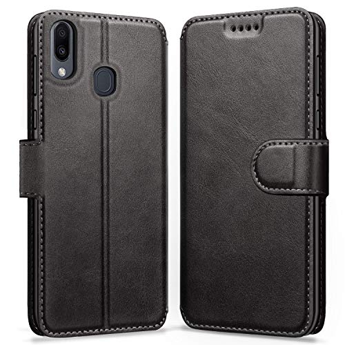 Product Cover ykooe Case Compatible with Samsung Galaxy M20, Card Holder Leather Phone Case for Samsung Galaxy M20 Cover, Black