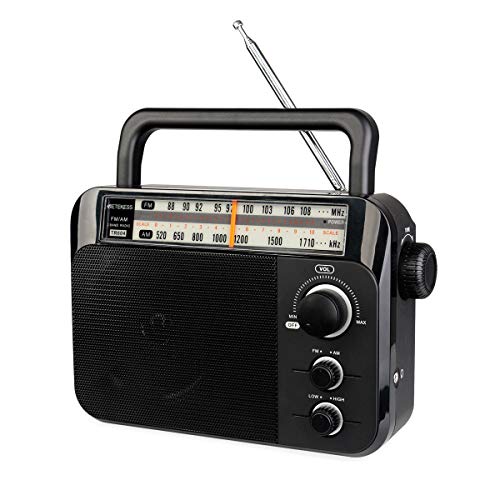Product Cover Retekess TR604 AM FM Radio Portable Transistor Analog Radio with 3.5mm Earphone Jack Battery Operated by 3 D Cell Batteries or AC Power(Black)