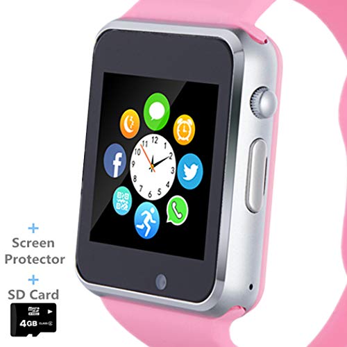 Product Cover Smart Watch, Smartwatch Phone with SD Card Camera Pedometer Text Call Notification SIM Card Slot Music Player Compatible for Android Samsung Huawei and IPhone (Partial Functions) for Women Girls Teens