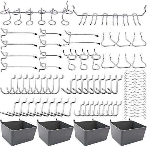 Product Cover Pegboard Hooks Assortment with Pegboard Bins, Peg Locks, for Organizing Various Tools, 80 Piece