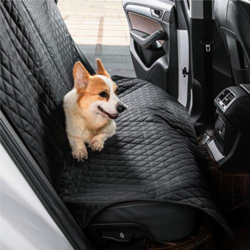 Product Cover Petsure 100% Waterproof Dog Car Seat Covers and Protectors - Washable Non-Slip Pet Cars Seat Covers - Universal Leather Bench Seat Covers for Trucks and SUVs (Black, 55x47 inches)