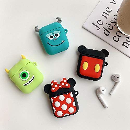 Product Cover UR Sunshine AirPods Case, Super Cute Creative Cartoon Shape Matte Surface Soft Silicone Case Cover Protective Skin for Apple AirPods-Mike Wazowski