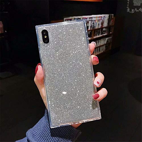 Product Cover Transparent Case for iPhone X XS，Tzomsze Bling Phone Case iPhone X Square Reinforced Corners TPU Cushion，Crystal Clear Slim Shock Absorption TPU Silicone Shell-White