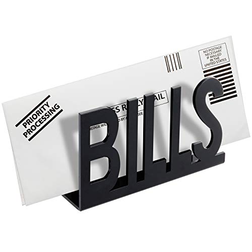 Product Cover MyGift Black Acrylic Cut-Out Bills Design Tabletop Mail Holder