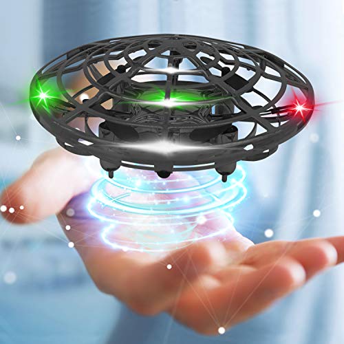 Product Cover Mini Drone Flying Toy Hand Operated Drones for Kids or Adults - Hands Free UFO Helicopter, Easy Indoor Outdoor Flying Ball Drone Toys for Boys Girls (Black)