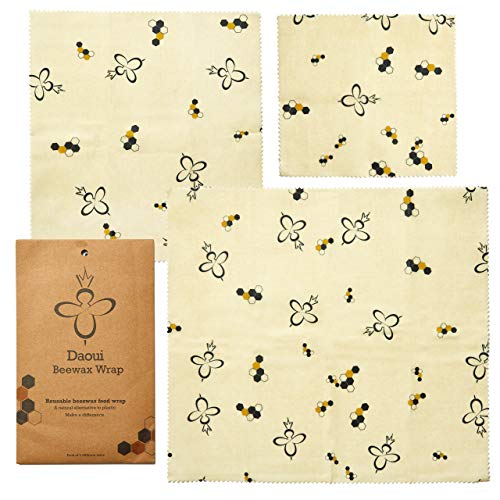 Product Cover Beeswax Food Wrap | Zero waste | Eco Friendly Alternative Food Cover | Pack of 3 Different Sizes Plastic Free Organic Cotton, JojoBa Oil!