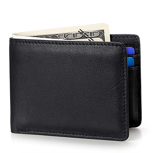 Product Cover Ferricos RFID Genuine Leather Slim Bifold Wallet Minimalist Men Purse Card Case