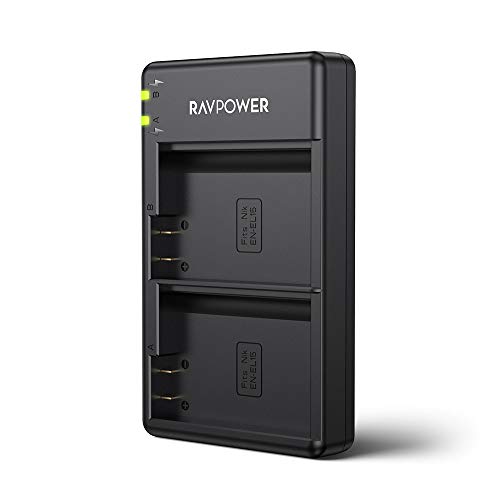 Product Cover EN-EL15 EN EL15a RAVPower Dual Slot Battery Charger Compatible with Nikon D750, D7200, D7500, D850, D610, D500, MH-25a, D7200, Z6, D810 Batteries(Micro USB Port)