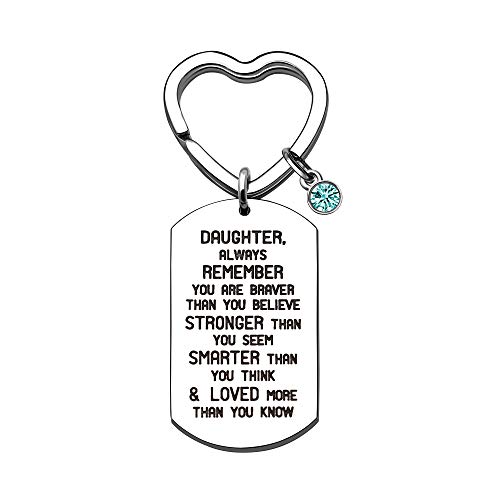 Product Cover KENYG Inspirational Jewelry Stainless Steel Dog Tag Key Ring Key Chain Key Fob for Daughter Always Remember You are Braver Than You Believe