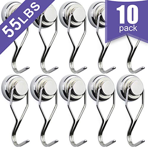 Product Cover Swivel Swing Magnetic Hook 55LB【 New Upgraded】，Powerful Refrigerator Magnetic Hooks,Strong Neodymium Magnet Hook, Perfect for Refrigerator and Other Magnetic Surfaces - Pack of 10