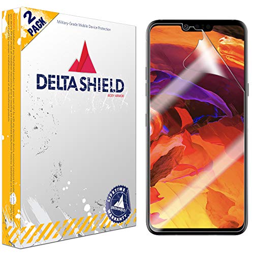 Product Cover DeltaShield Screen Protector for LG G8 ThinQ (2-Pack)(Case Compatible Design) BodyArmor Anti-Bubble Military-Grade Clear TPU Film