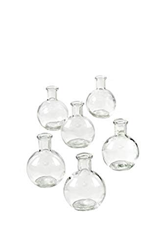 Product Cover Serene Spaces Living Set of 6 Clear Ball Bud Vases, Transparent Glass Vases for Weddings, Events, Parties, Floral Centerpieces for Home Decor, Measures 4
