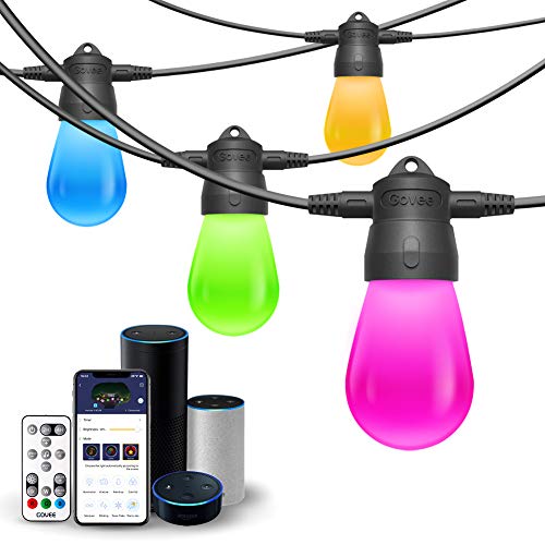 Product Cover Govee Connectable WiFi Smart Outdoor String Light, DIY Color Changing Waterproof String Lights, Support Alexa/Google Home/Bluetooth/Remote Control for Patio, Fence, Wedding, Party 24 Feet 6 Bulbs