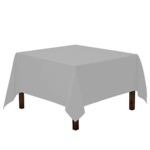Product Cover Gee Di Moda Square Tablecloth - 52 x 52 Inch - Silver Square Table Cloth for Square or Round Tables in Washable Polyester - Great for Buffet Table, Parties, Holiday Dinner, Wedding & More