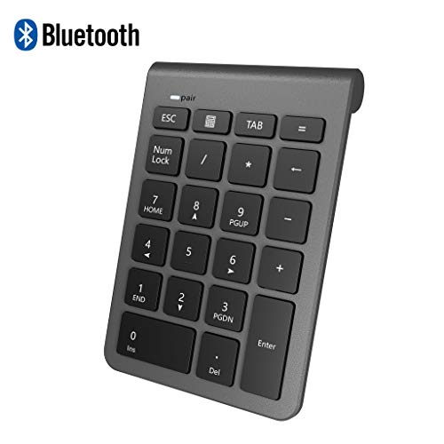 Product Cover Bluetooth Number Pad, Alcey Wireless 22 Keys Multi-Function Numeric Keypad Keyboard Extensions for Laptop/Desktop/PCs/Notebook, Cool Gray