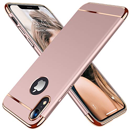Product Cover TORRAS Lock Series iPhone XR Case, 3-in-1 Luxury Hybrid Hard Plastic with Gold Trim Matte Finish Slim Thin Phone Case for iPhone XR 6.1 inches, Rose Gold