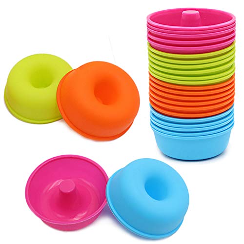 Product Cover 24Pcs Silicone Donut Pans for Baking To encounter Nonstick Round Doughnut Muffin - Cupcake Molds BPA Free 2.5 ounces Bagel Pan Dishwasher - Oven - Microwave - Freezer Safe