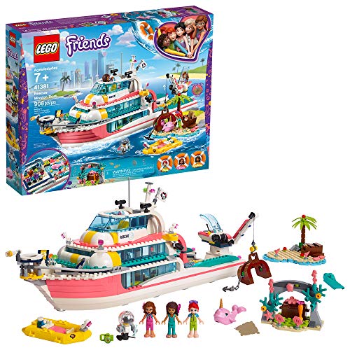 Product Cover LEGO Friends Rescue Mission Boat 41381 Boat Building Kit with Mini Dolls and Toy Sea Creatures includes Narwhal Figure, Treasure Chest and more for Creative Play (908 Pieces)