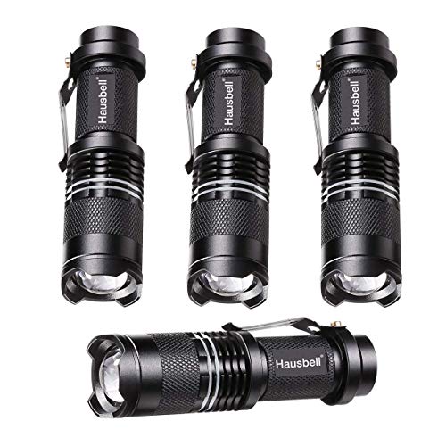 Product Cover HAUSBELL Flashlights, Handheld Flashlights, 7W Mini LED Flashlights, Tactical Flashlights, Zoomable, High Lumen, Water Resistant, 3 Light Modes for Kids, Camping, Hiking (4 Pack)