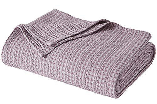 Product Cover PHF Cotton Waffle Blanket Yarn Dyed Weave Bed Texture Home Decor Softness Comfort All-Season King Size Pale Purple